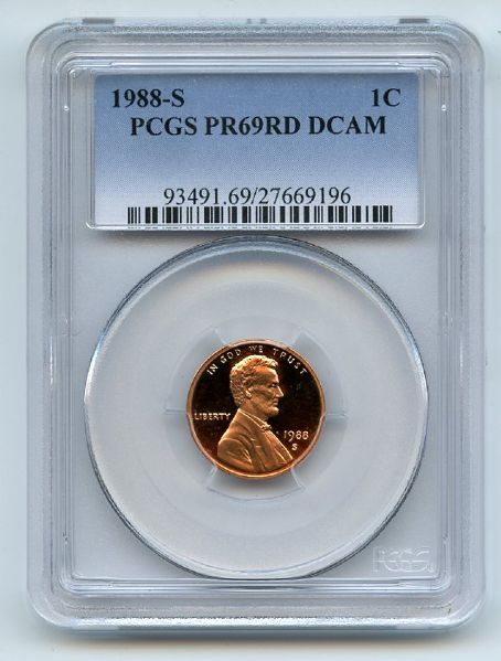 1988 S 1C Lincoln Cent Proof PCGS PR69DCAM