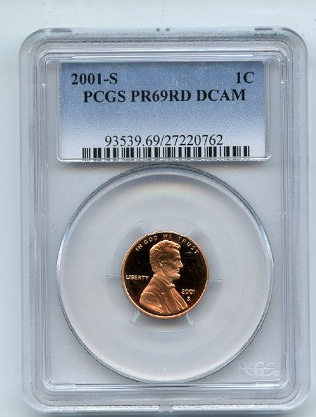 2001 S 1C Lincoln Cent PCGS PR69DCAM