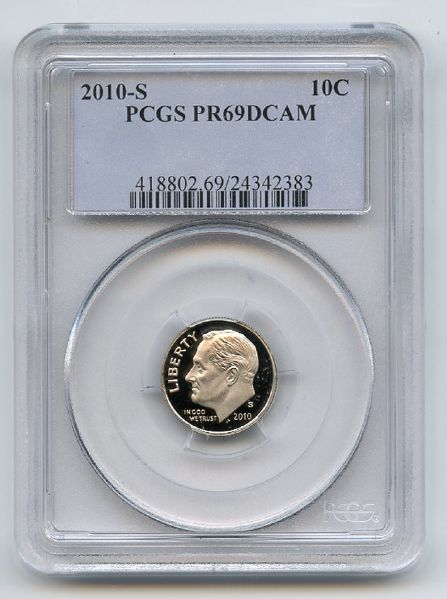 2010 S 10C Roosevelt Dime PCGS PR69DCAM