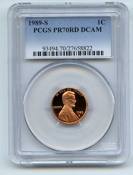 1989 S 1C Lincoln Cent Proof PCGS PR70DCAM