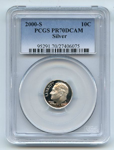 2000 S 10C Silver Roosevelt Dime PCGS PR70DCAM