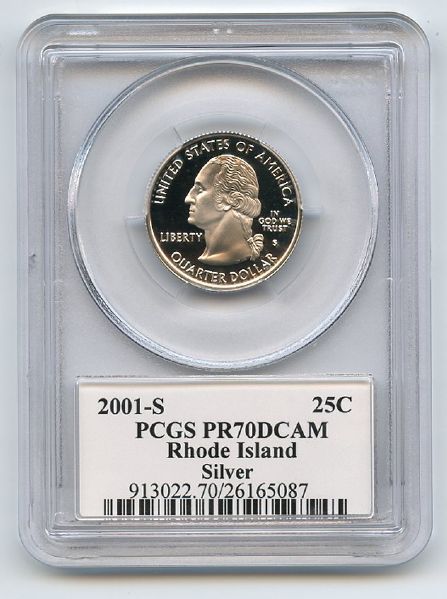 2001 S 25C Silver Rhode Island Quarter PCGS PR70DCAM