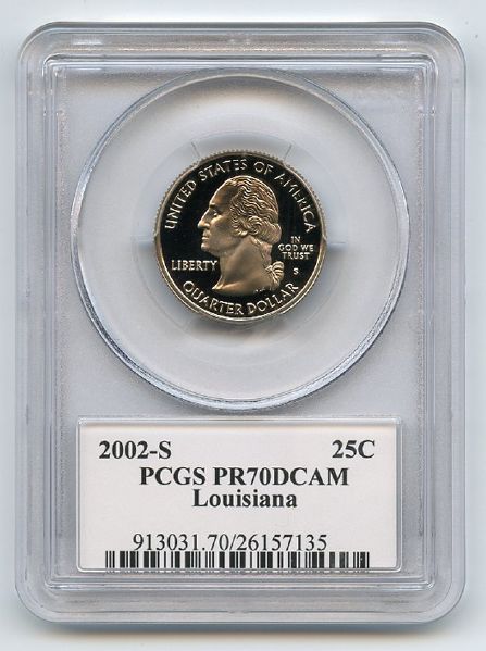 2002 S 25C Clad Louisiana Quarter PCGS PR70DCAM