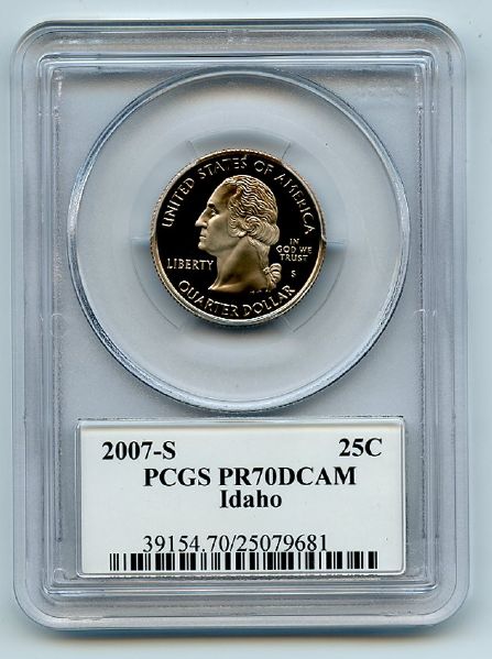 2007 S 25C Clad Idaho Quarter PCGS PR70DCAM