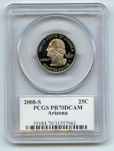 2008 S 25C Clad Arizona Quarter PCGS PR70DCAM