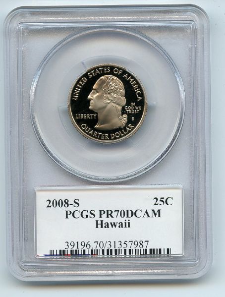 2008 S 25C Clad Hawaii Quarter PCGS PR70DCAM