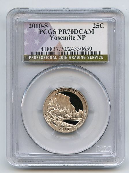 2010 S 25C Clad Yosemite Quarter PCGS PR70DCAM