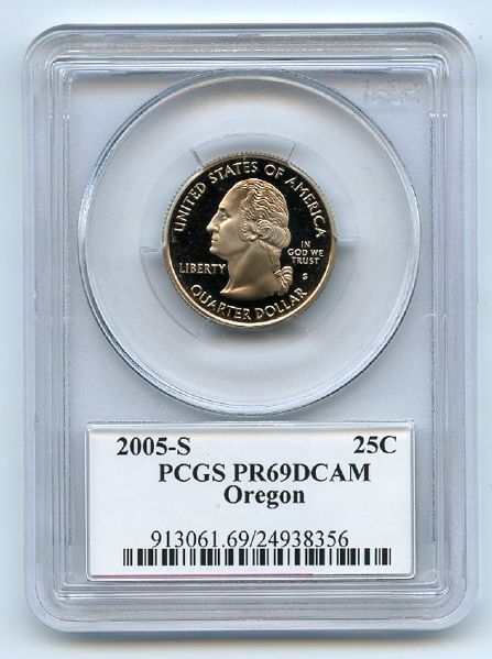 2005 S 25C Clad Oregon Quarter PCGS PR69DCAM