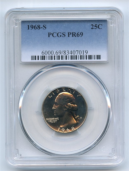 1968 S 25C Washington Quarter PCGS PR69