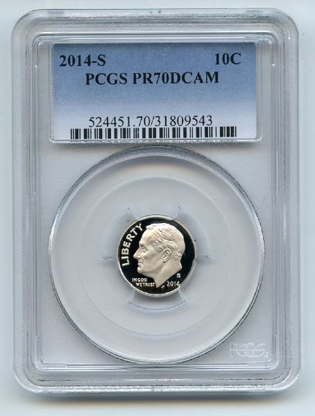 2014 S 10C Clad Roosevelt Dime PCGS PR70DCAM