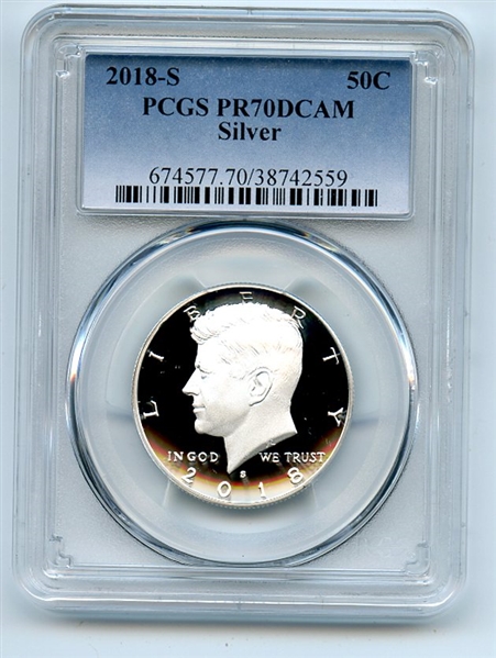 2018 S 50C Silver Kennedy Half Dollar PCGS PR70DCAM