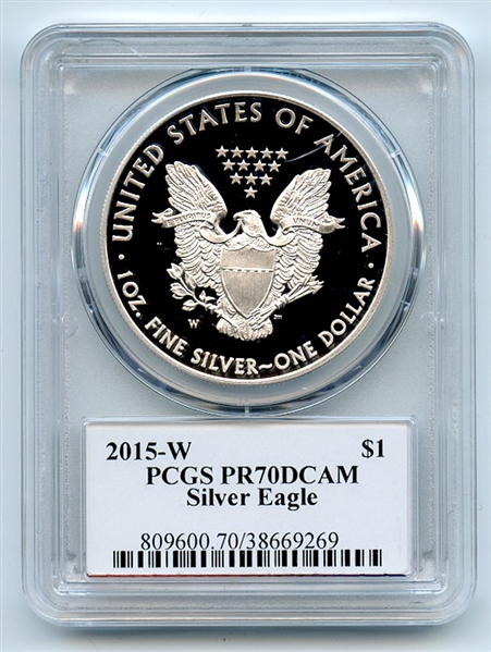 2015 W $1 Proof American Silver Eagle 1oz PCGS PR70DCAM Thomas Cleveland Eagle