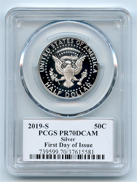 2019 S 50C Silver Kennedy Half Dollar PCGS PR70DCAM FDOI Thomas Cleveland Arrows