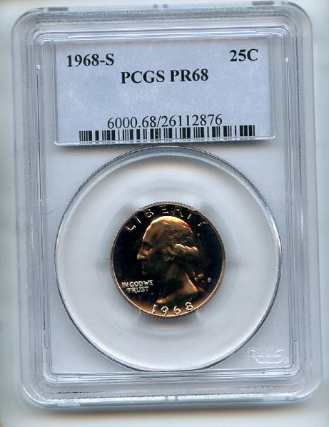 1968 S 25C Washington Quarter PCGS PR68