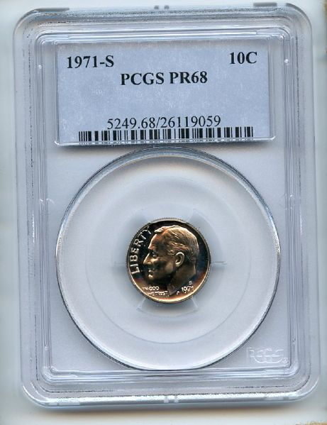 1971 S 10C Roosevelt Dime PCGS PR68