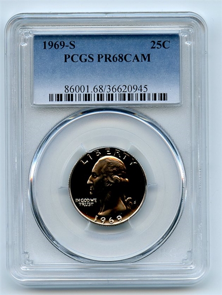 1969 S 25C Washington Quarter PCGS PR68CAM