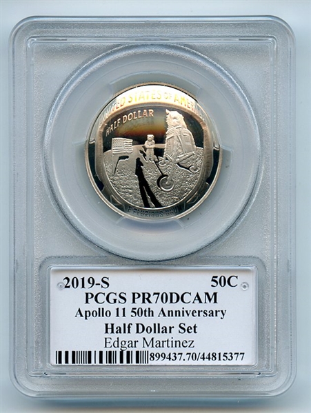 2019 S 50C Apollo 11 Commemorative PCGS PR70DCAM Legends of Life Edgar Martinez