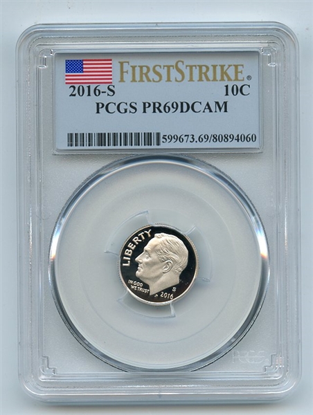 2016 S 10C Clad Roosevelt Dime PCGS PR69DCAM First Strike