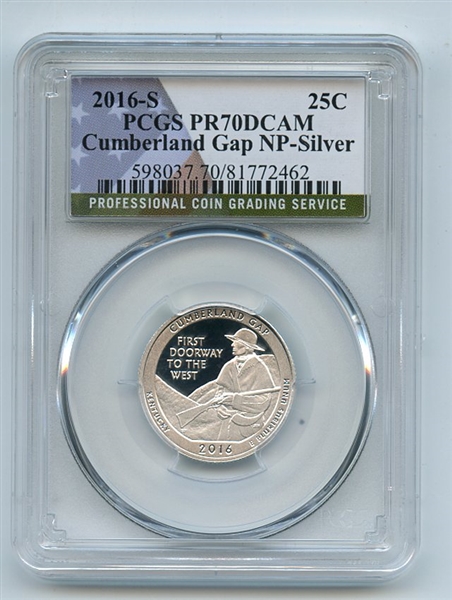 2016 S 25C Silver Cumberland Gap Quarter PCGS PR70DCAM