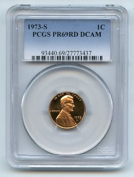 1973 S 1C Lincoln Cent Proof PCGS PR69DCAM