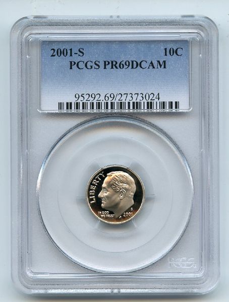 2001 S 10C Clad Roosevelt Dime PCGS PR69DCAM