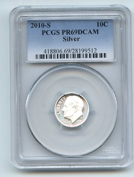 2010 S 10C Silver Roosevelt Dime PCGS PR69DCAM