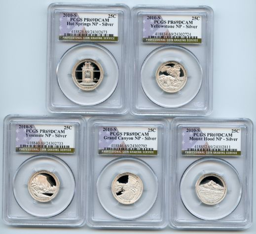 2010 S Silver National Parks Quarter Set PCGS PR69DCAM