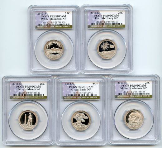 2013 S Clad National Parks Quarter Set PCGS PR69DCAM