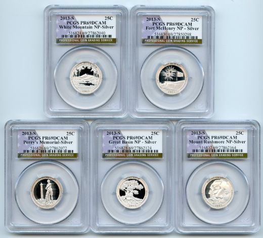 2013 S Silver National Parks Quarter Set PCGS PR69DCAM