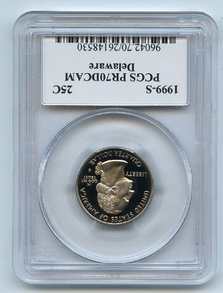 1999 S 25C Clad Delaware Quarter PCGS PR70DCAM