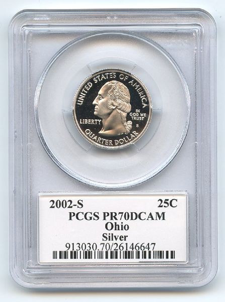 2002 S 25C Silver Ohio Quarter PCGS PR70DCAM