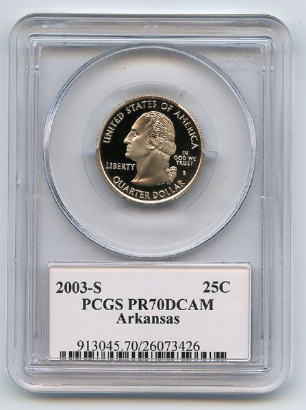 2003 S 25C Clad Arkansas Quarter PCGS PR70DCAM