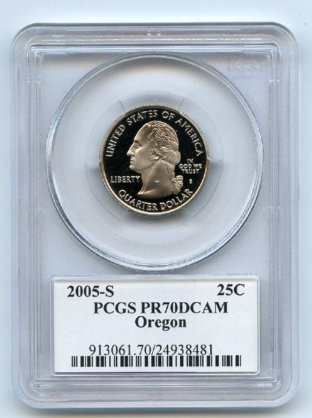 2005 S 25C Clad Oregon Quarter PCGS PR70DCAM