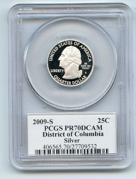 2009 S 25C Silver Washington DC Quarter PCGS PR70DCAM