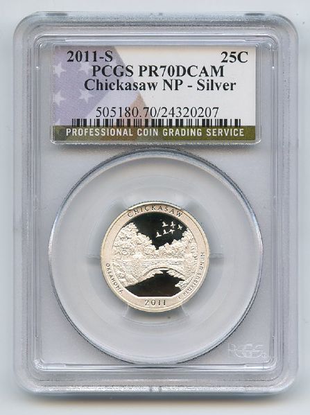 2011 S 25C Silver Chickasaw Quarter PCGS PR70DCAM