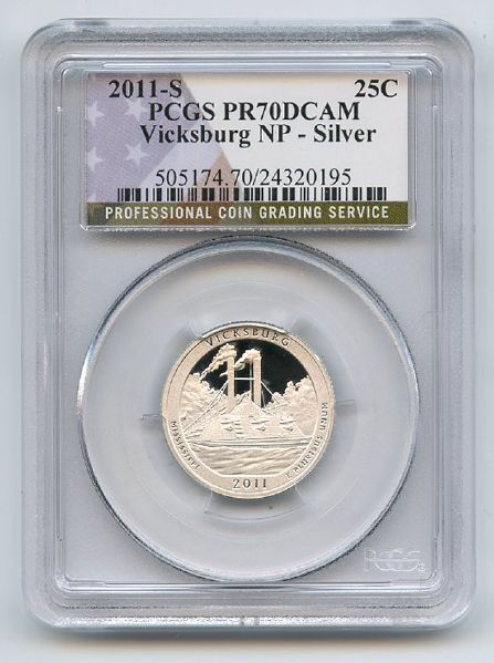 2011 S 25C Silver Vicksburg Quarter PCGS PR70DCAM