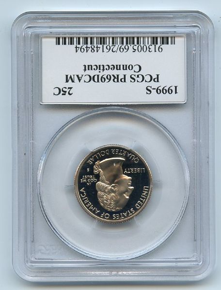 1999 S 25C Clad Connecticut Quarter PCGS PR69DCAM