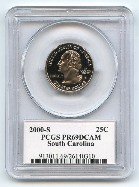 2000 S 25C Clad South Carolina Quarter PCGS PR69DCAM