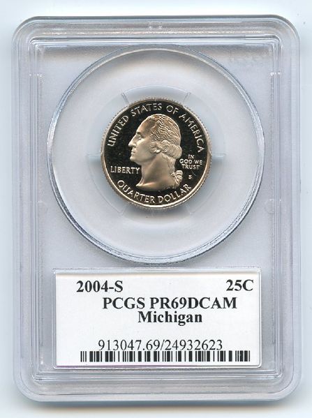 2004 S 25C Clad Michigan Quarter PCGS PR69DCAM