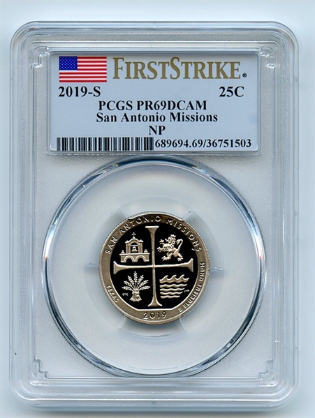 2019 S 25C Clad San Antonio Missions Quarter PCGS PR69DCAM First Strike