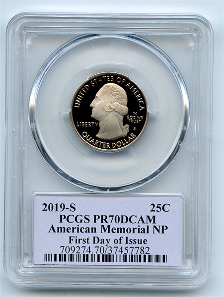 2019 S 25C Clad American Mem Quarter PCGS PR70DCAM FDOI Thomas Cleveland Native