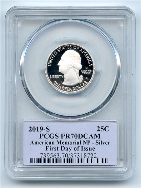 2019 S 25C Silver American Me Quarter PCGS PR70DCAM FDOI Thomas Cleveland Native