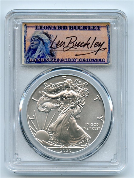 2020 $1 American Silver Eagle 1oz PCGS MS70 FS 1 of 1000 Leonard Buckley