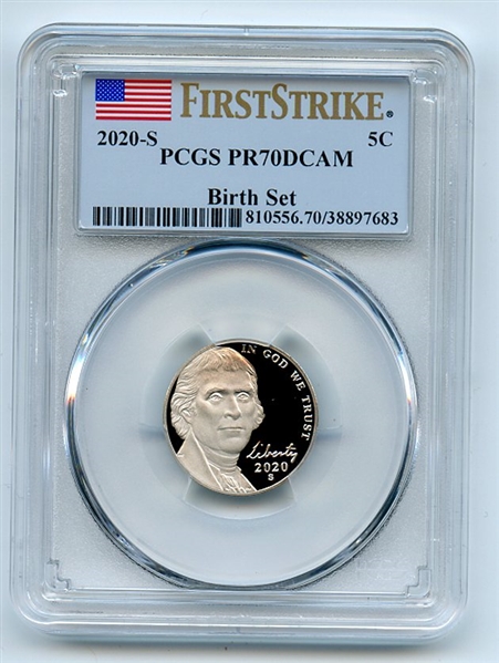 2020 S 5C Jefferson Nickel Birth Set PCGS PR70DCAM First Strike