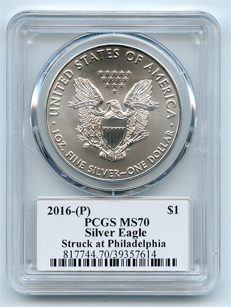 2016 (P) $1 American Silver Eagle 1oz PCGS MS70 Leonard Buckely