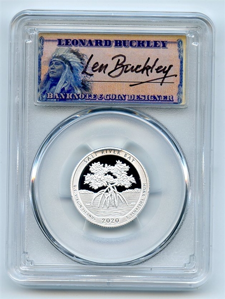 2020 S 25C Silver Salt River Bay Quarter PCGS PR70DCAM FDOI Leonard Buckley