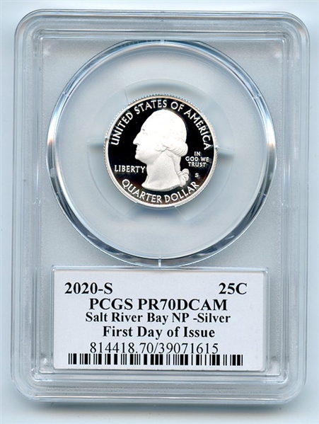 2020 S 25C Silver Salt River Bay Quarter PCGS PR70DCAM FDOI Leonard Buckley