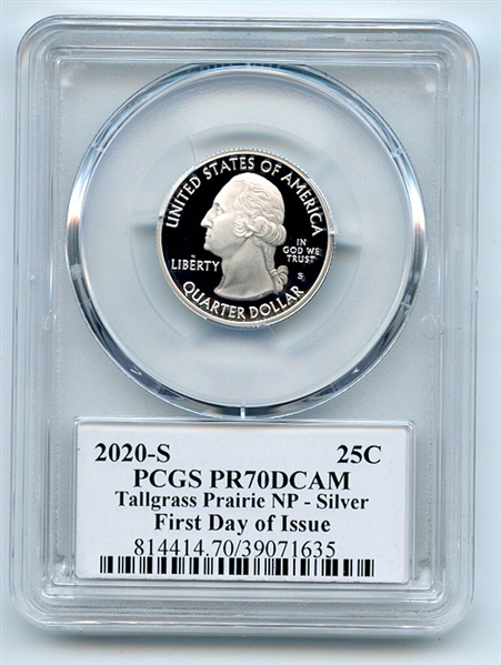 2020 S 25C Silver Tallgrass Prairie Quarter PCGS PR70DCAM FDOI Leonard Buckley