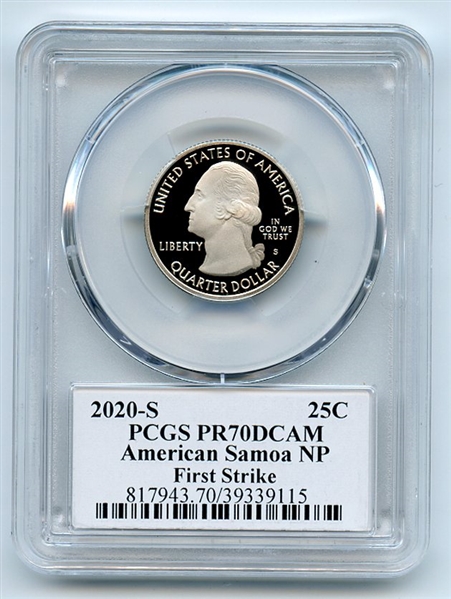2020 S 25C Clad American Samoa Quarter PCGS PR70DCAM FS Leonard Buckley