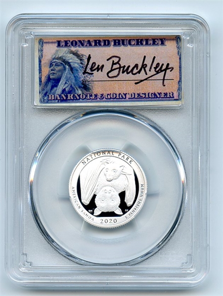 2020 S 25C Silver American Samoa Quarter PCGS PR70DCAM FS Leonard Buckley